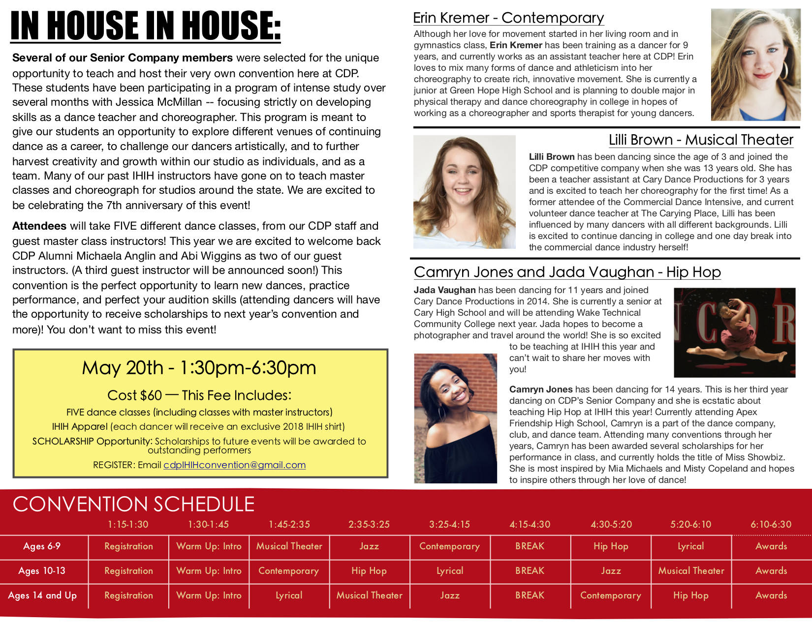 Ihih 2017 2018 Brochure Page 2 Cary Dance Productions